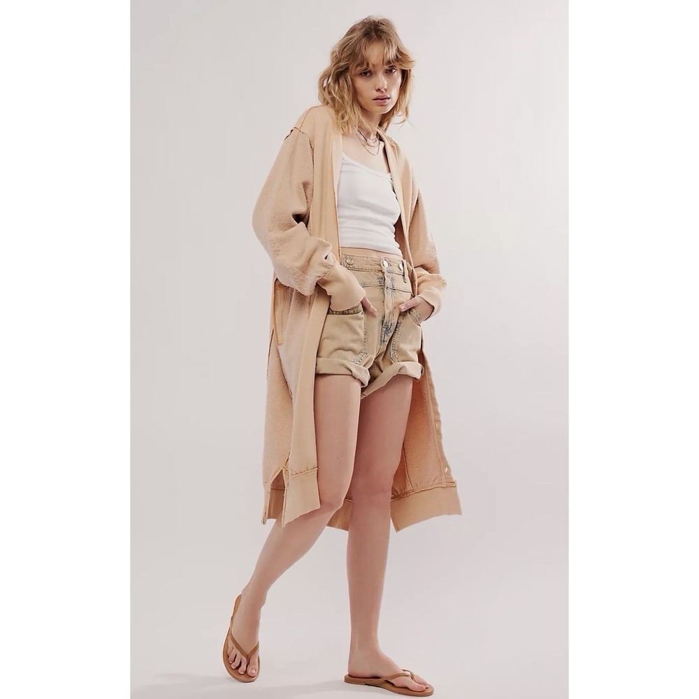 Free People Dreamy Blue Cardigan Women XS Oversize Sand Colorway Boho Cottage